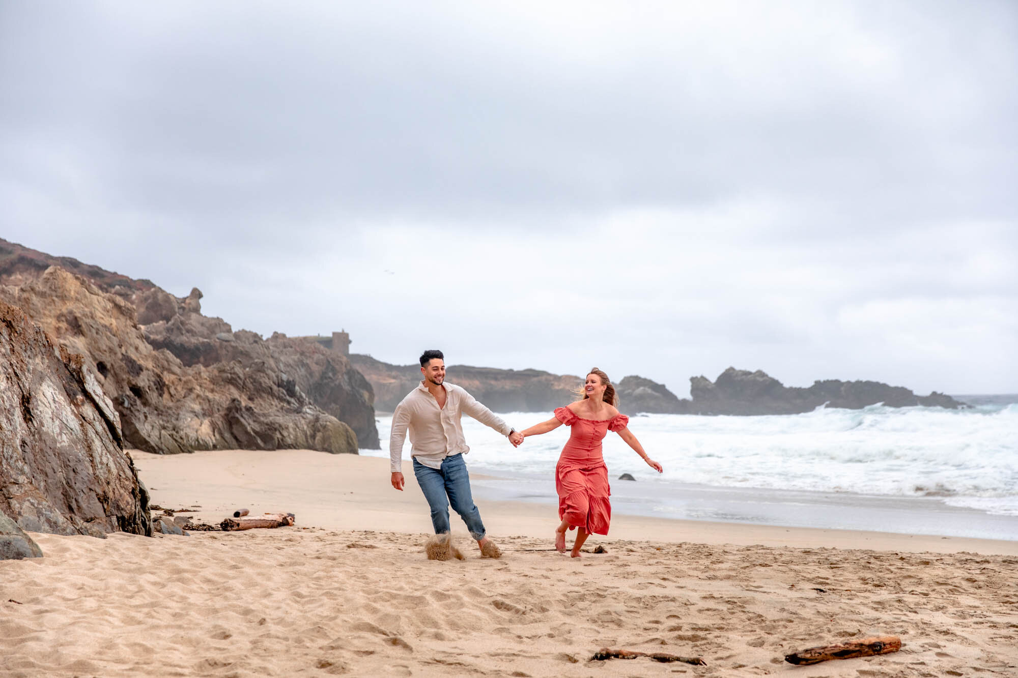 engagement session on the coast in big sur, california