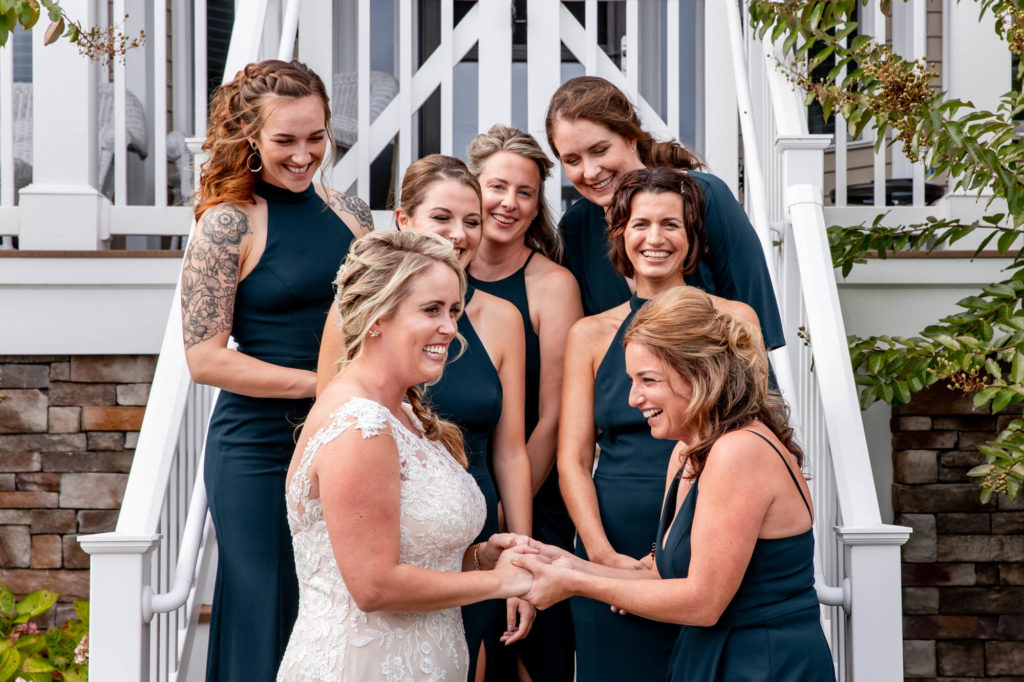 wedding party portraits before a greate bay wedding