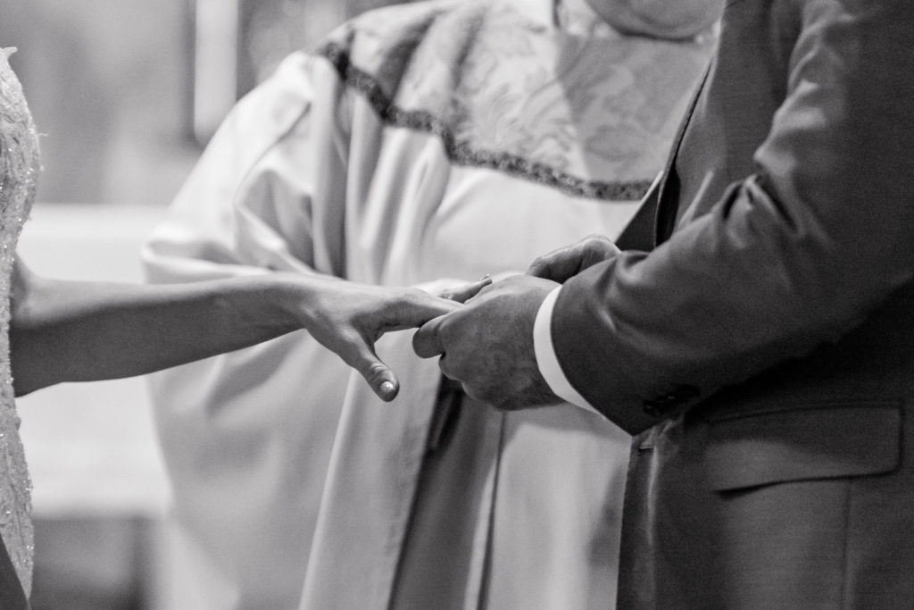 exchanging the rings during a philadelphia wedding