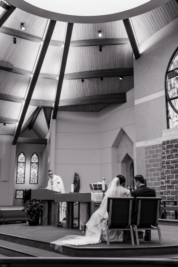 wedding ceremony at st. joseph's church in aston, pa