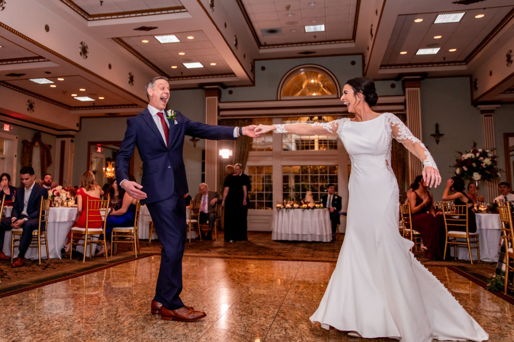 parent dances during a wedding reception at mendenhall inn