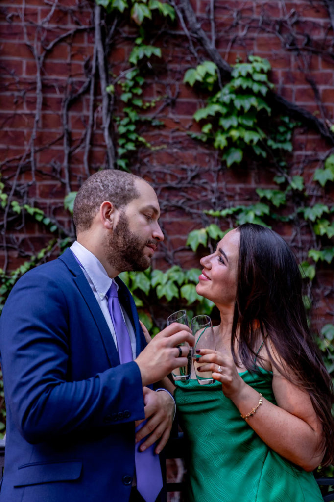 engagement session at an ivy wall near washington square park in philadelphia