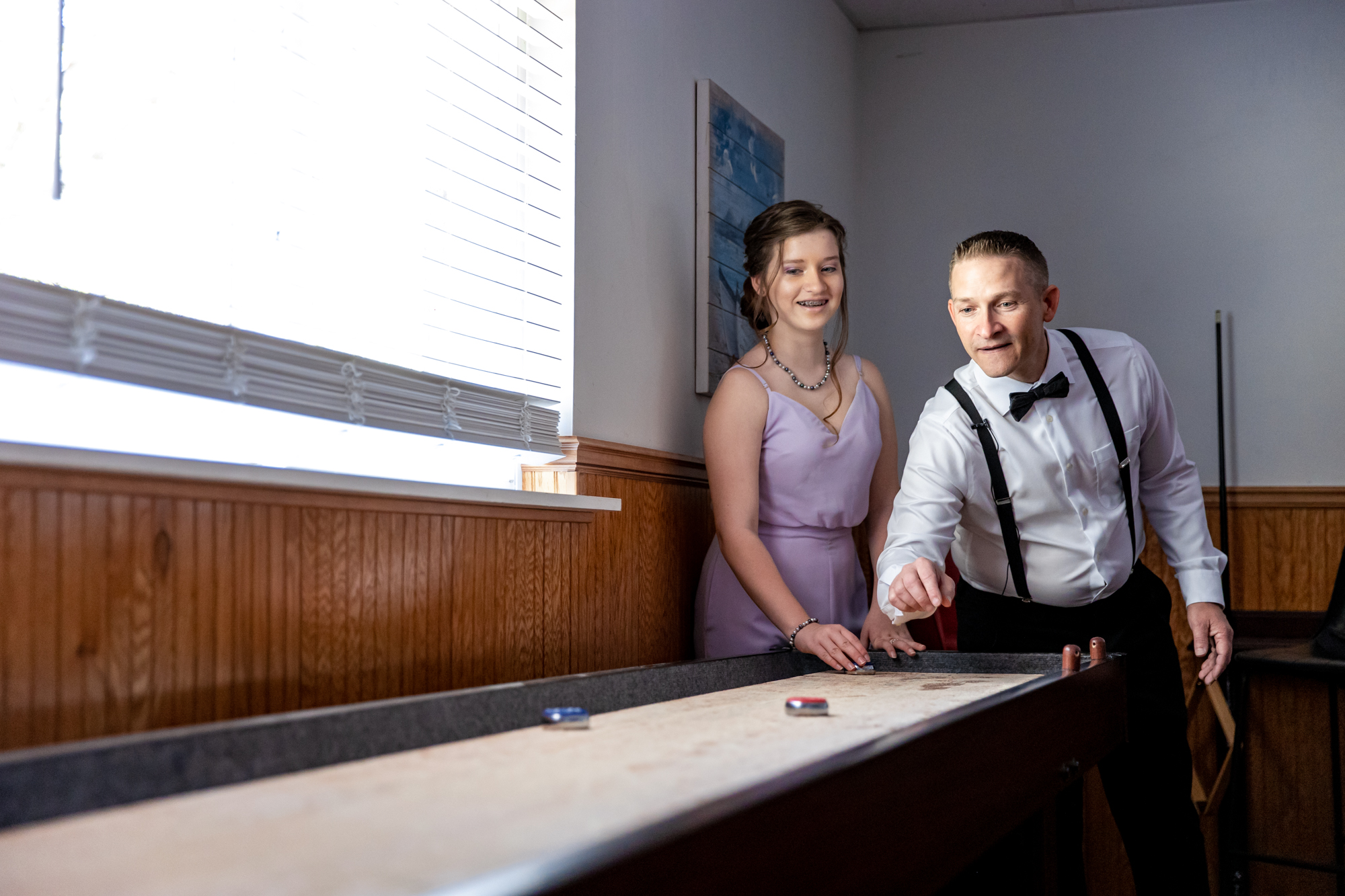 playing shuffleboard before a wedding