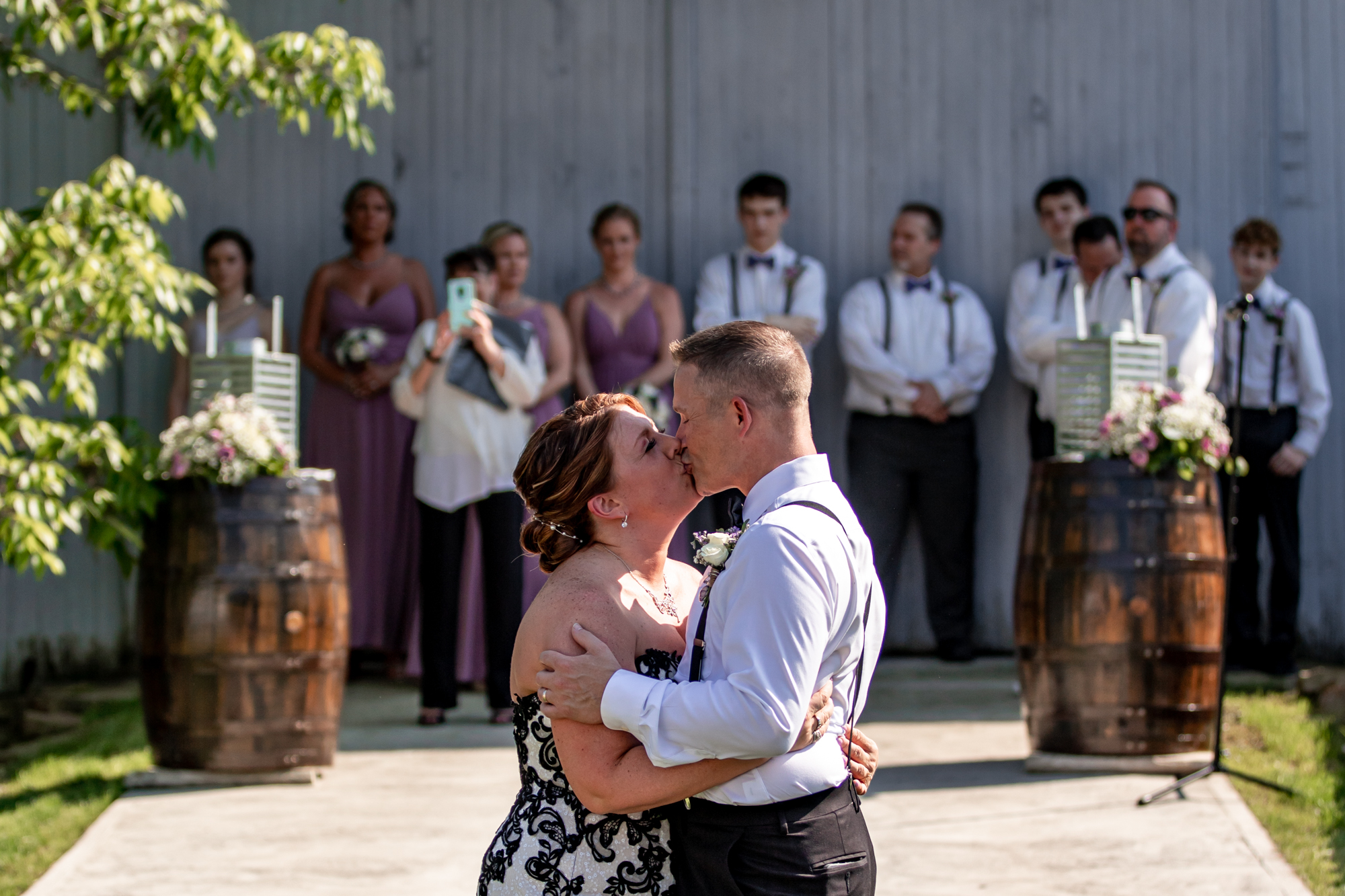 first dance after an outdoor barn wedding ceremony at filbert bed & breakfast