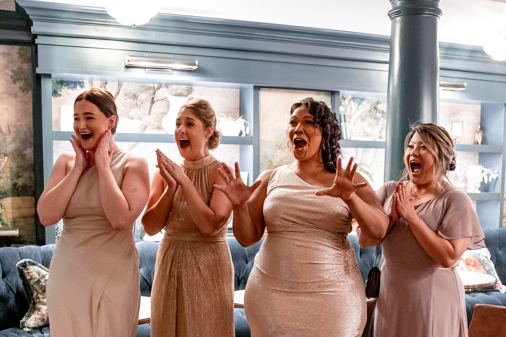 bridesmaids reveal at the guild house hotel