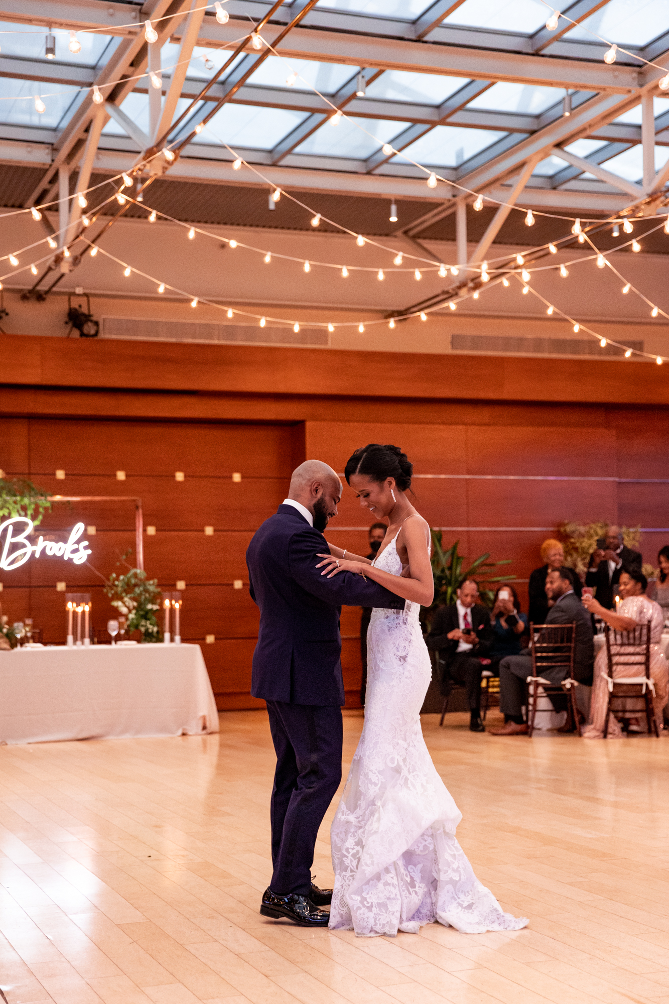 bride and groom first dance at a kimmel center wedding reception