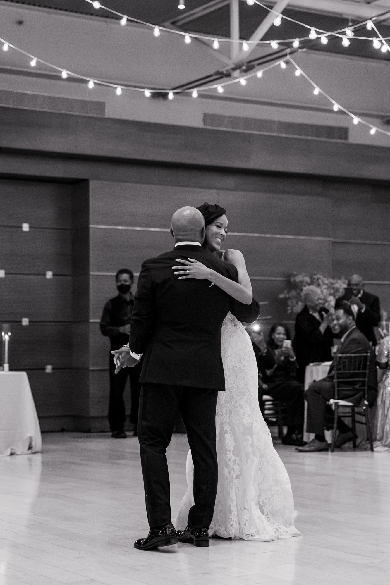 bride and groom first dance at a kimmel center wedding reception