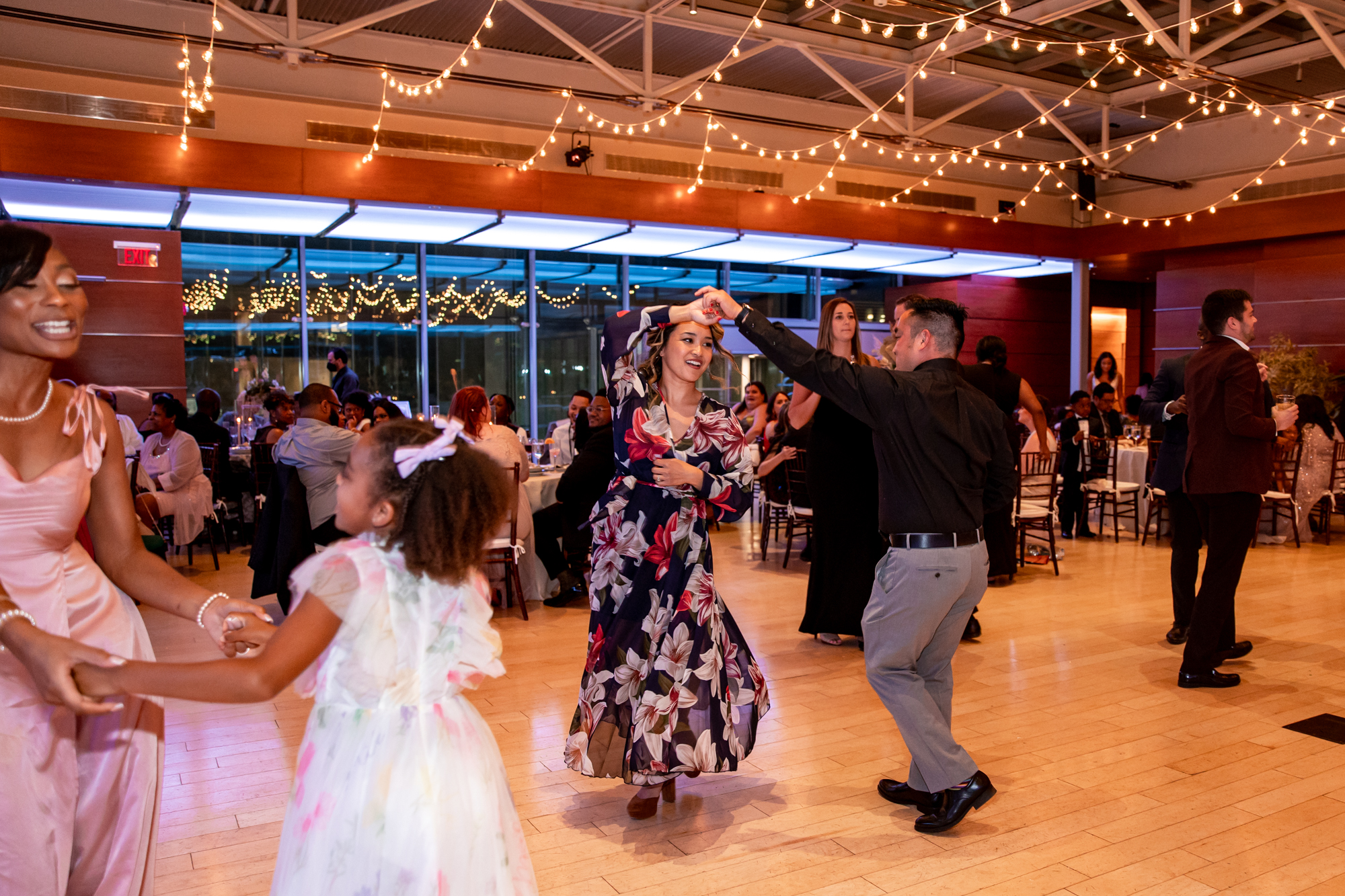 the dance floor at a kimmel center wedding reception