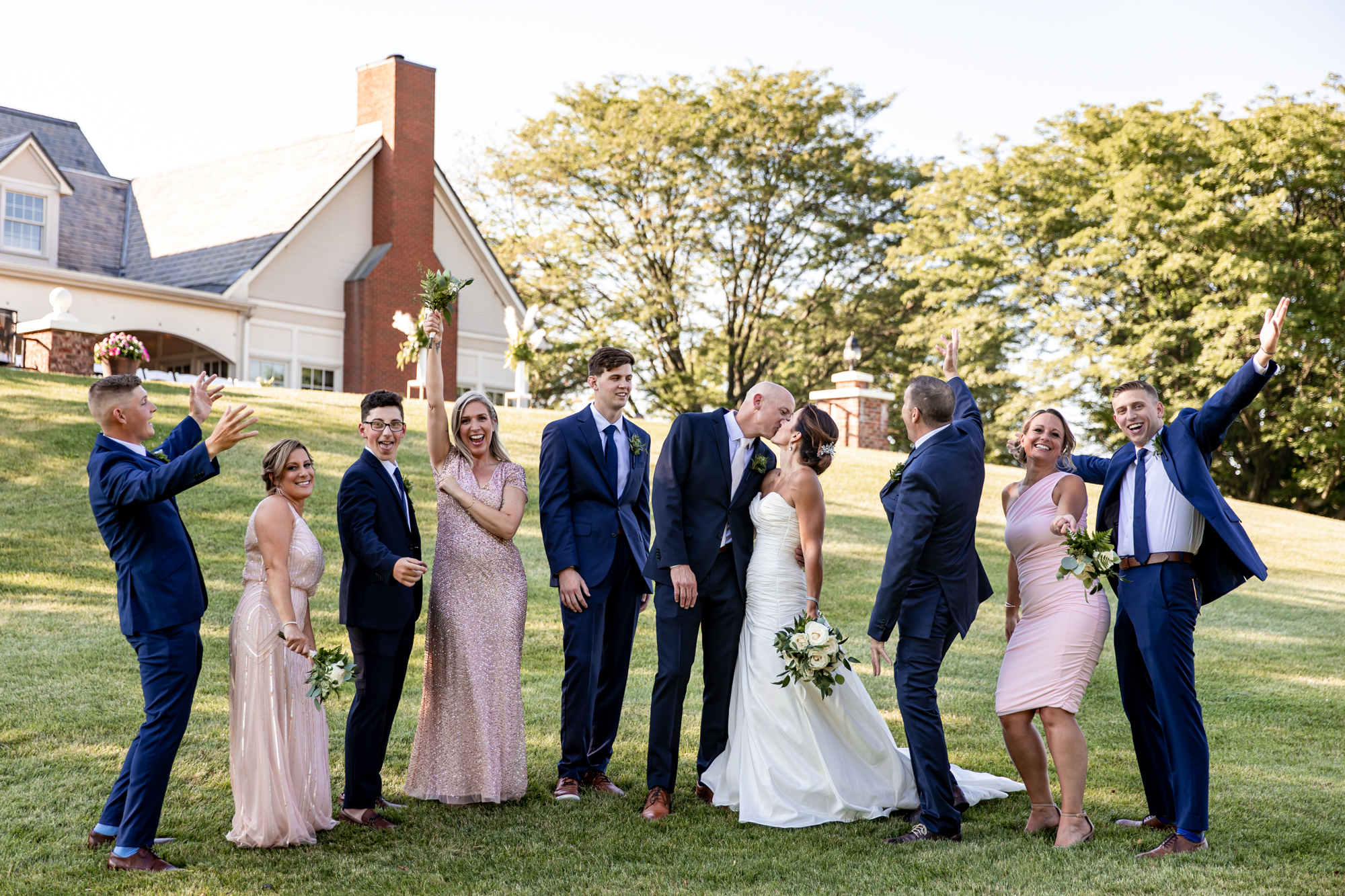 wedding party photos at brookside country club