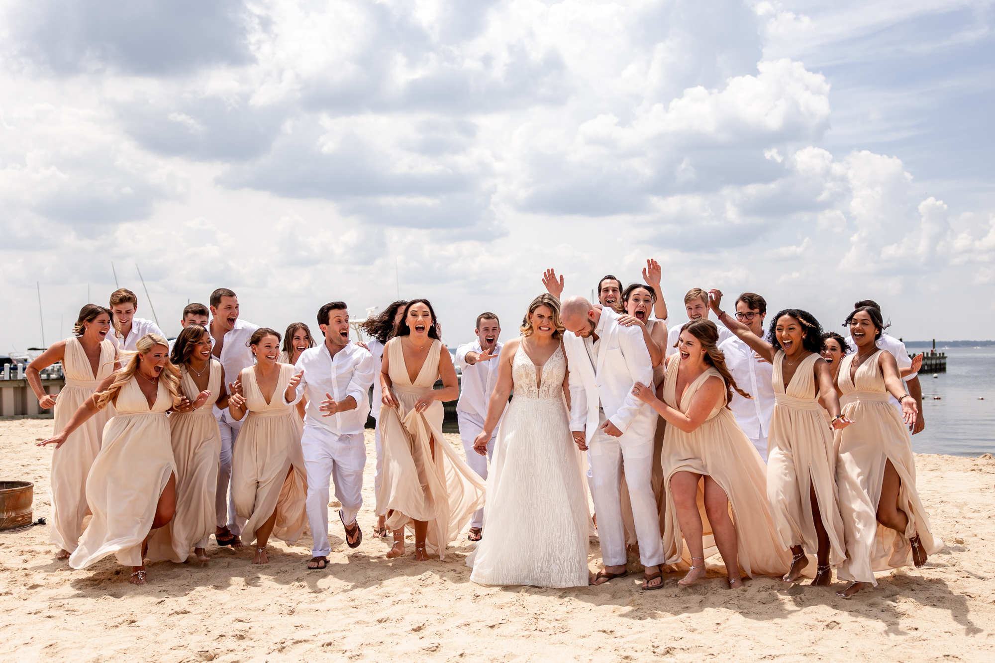 wedding party photos in rehoboth beach, delaware