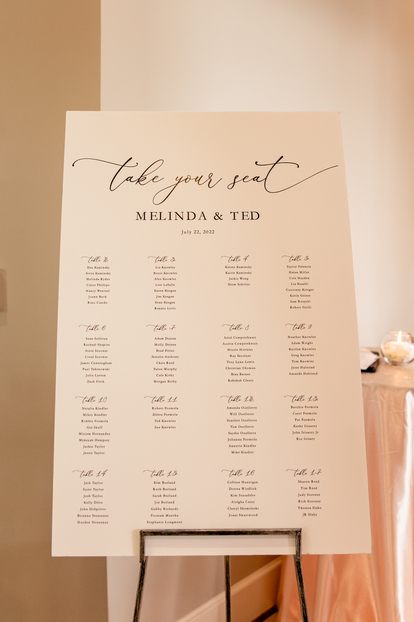 seating chart for a rehoboth beach wedding