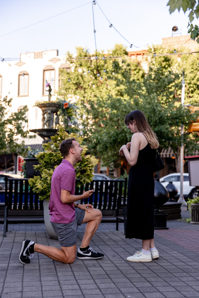 a proposal in front of the singing fountain in south philly