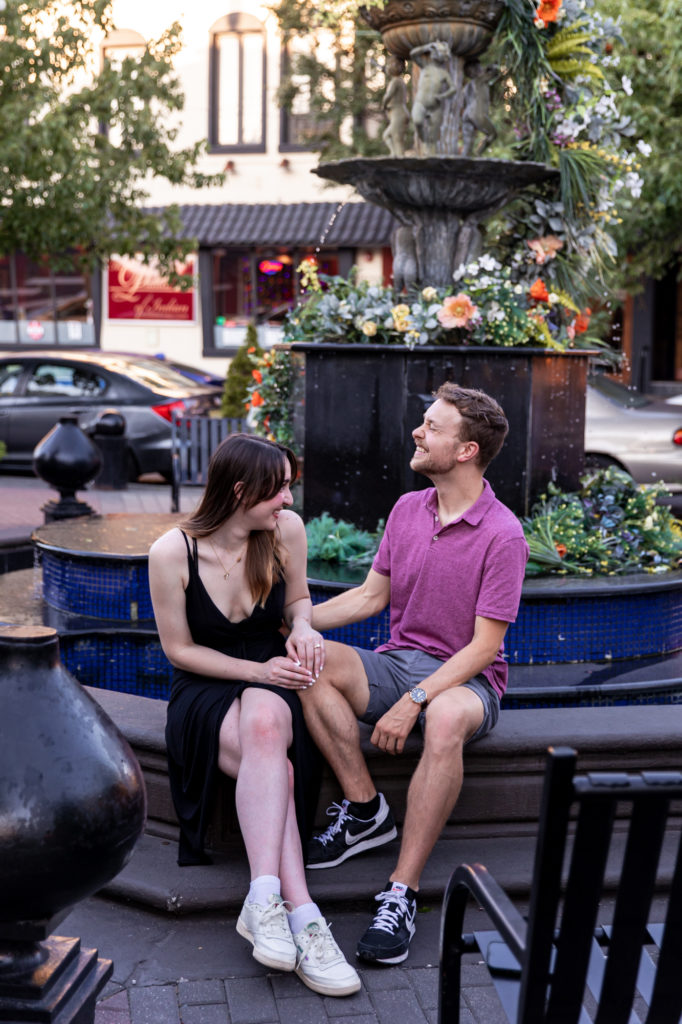 engagement session in front of the singing fountain in south philly