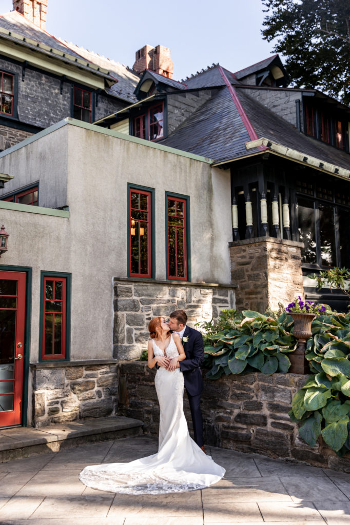 bride and groom portraits during their knowlton mansion wedding