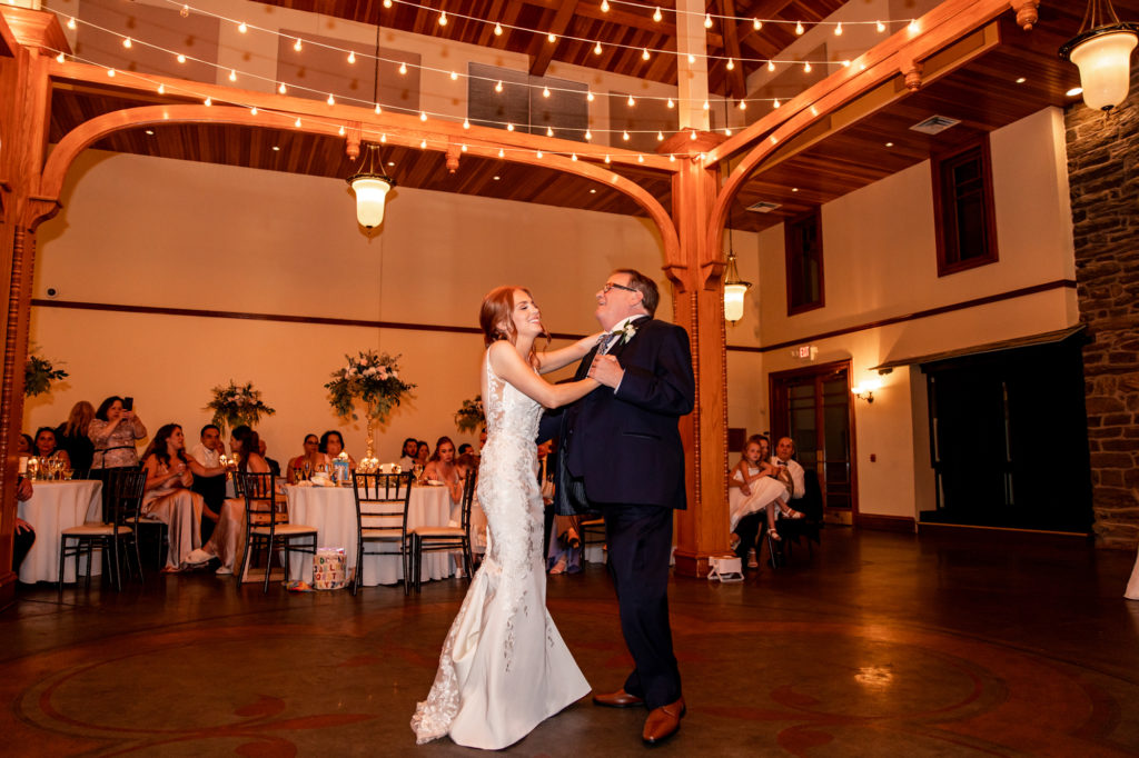 father daughter dance at a knowlton mansion wedding reception