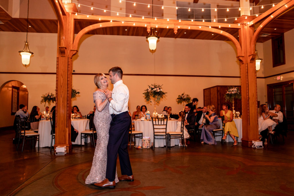 mother son dance at a knowlton mansion wedding reception