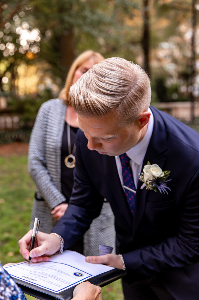 signing the quaker self-uniting marriage license