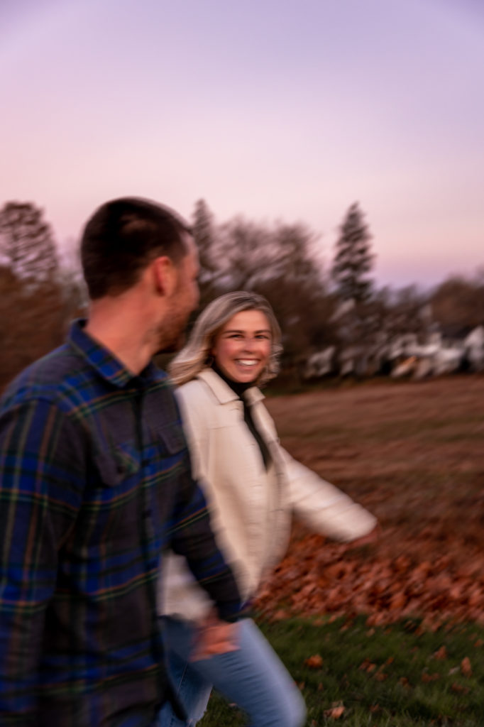 hiking engagement photos at valley forge park in king of prussia