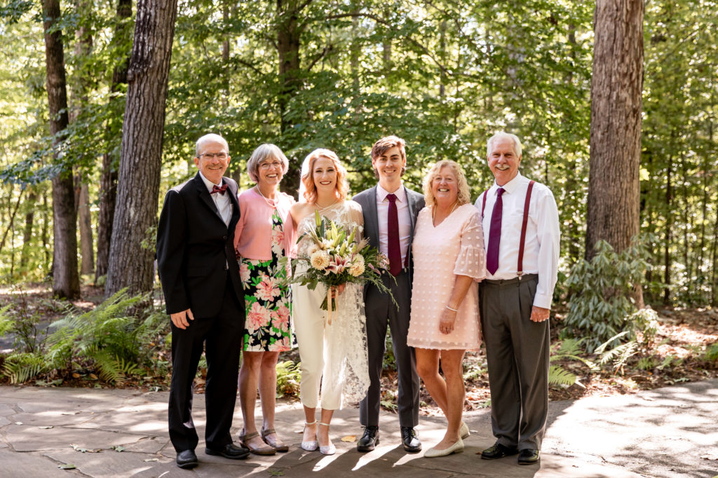 formal family photos following a wedding at the state botanical garden of georgia