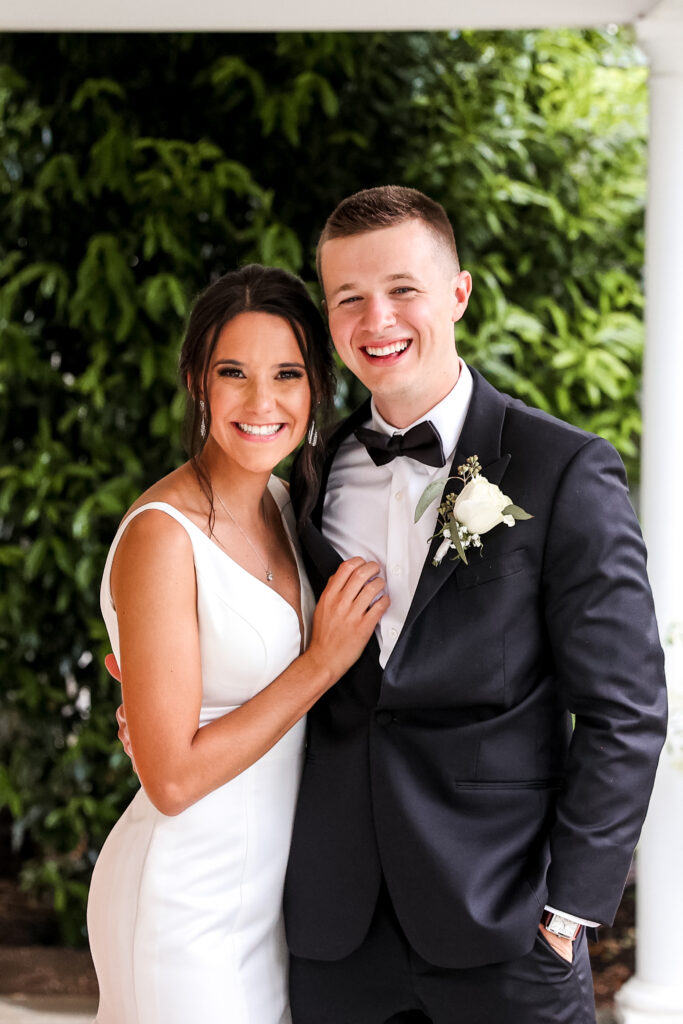 bride and groom share a first look at white chimneys estate wedding venue
